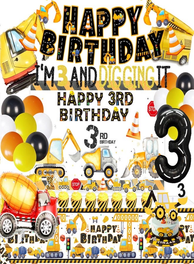 BEOXAGAR 90 Pcs Dump Truck Party Decorations for Boys Baby .Construction 3rd Birthday Party Supplies，Construction 3rd for Boys, Construction Birthday Party Supplies for 3 Year Old Boy - Image 1